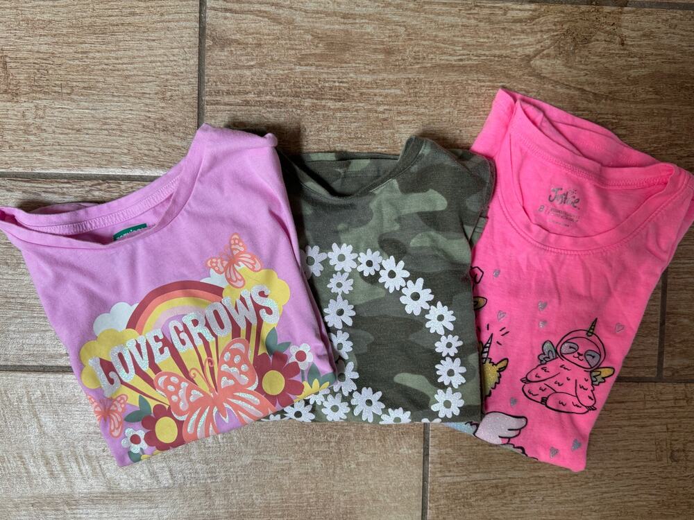 Girls Shirts (bundle of 3) Beautiful, Kindness; Peace, Size 8